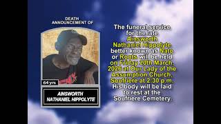 Ainsworth Nathaniel Hippolyte ~ Short Obituary