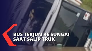 Salip Truk, Bus Jurusan Jakarta-Blora Terjun ke Sungai Grobogan Jawa Tengah