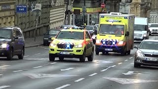 Prague EMS doctor car 13 \u0026 ambulance 208 transporting | Praha ZZSHMP RLP 13 \u0026 RZP 208 [2.2014]