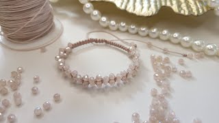 Pulsera de NUDO PLANO y doble linea de cristales TUTORIAL fácil