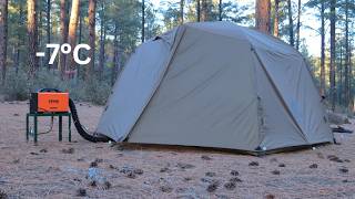 -7℃ solo Camping with My Dog . Greek Pasta . Diesel Heater ASMR