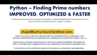 Improved optimized Python code to find Prime numbers