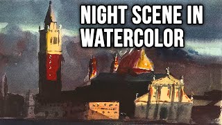 Painting a Dark Scene in Watercolor - Venice