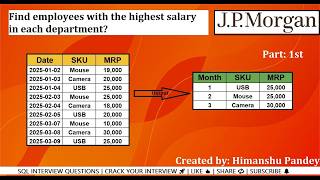 J P Morgan Interview question | SQL Interview Questions | Data Engineer & Analyst Tutorial