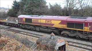 DBS 66188 \u0026 66021 6W19 Bargoed-Bescot 24/03/13