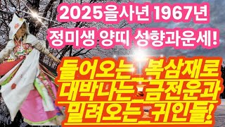 2025년을사년 1967년 정미생 양띠 성향과 운세 삼재가 복이라니..걱정하지마세요..금전운 문서운 귀인운 모든 복을 받습니다