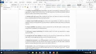 MS SQL DBA Roles and responsibilities