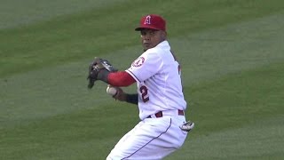 TB@LAA: Aybar's strong throw gets Butler at first