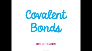 Unit 4 Chemical Bonds Concept 4 Notes