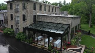 Sunroom Dynamic - fully retractable glass skylight with sliding glass doors