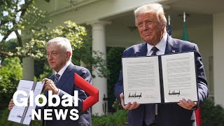U.S. President Trump, Mexican President Obrador sign joint declaration on USMCA deal | FULL