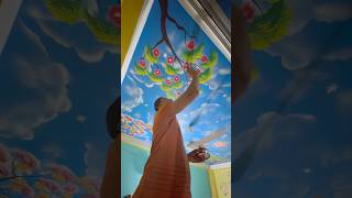 Ceiling 3d painting Sky blue design🌤️#shorts #trending #design ￼