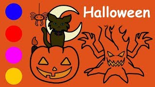 How to draw halloween picture 2017, halloween drawings for kids step by step by HA Colors