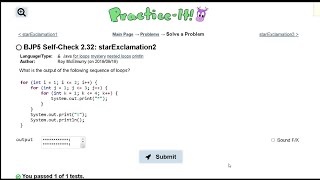 Java Practice It || 2.32 starExclamation2 || nested for loop
