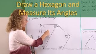 Draw a hexagon and measure its angles - geometry problem 5th grade