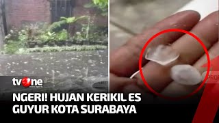 Fenomena Hujan Es di Surabaya, Mobil Angkutan Umum Rusak Tertimpa Tiang | Kabar Utama tvOne