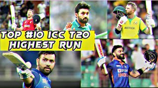 Top #10 Icc T20 Ranking Run 🔝 || Virat kholi highest Run 😱|| T20 Compromise #trending #cricket