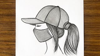 Girl with mask drawing || How to draw a beautiful Girl || Easy drawing for beginners || Drawing girl