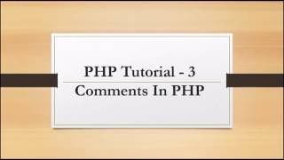 PHP tutorial - 3 Comments in PHP