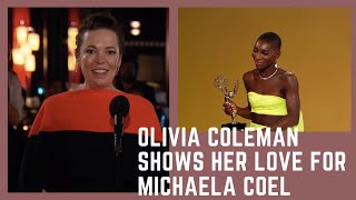 OLIVIA COLMAN GET'S EMOTIONAL AND SHOUTS OUT MICHAELA COEL AT THE EMMY'S!