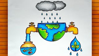 World Water Day Poster Drawing ||Save Water Save Life Poster Drawing || Save Water Drawing Easy.