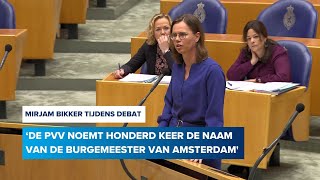 Mirjam Bikker: ‘De PVV noemt honderd keer de naam van de burgemeester van Amsterdam'