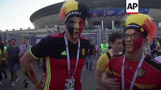 Belgium fans celebrate as their team beats England, to claim 3rd place