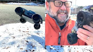 First snowy test drive: VRG radio controlled 4x4 off-road monster truck. 4WD. 1:18. 2.4GHz.