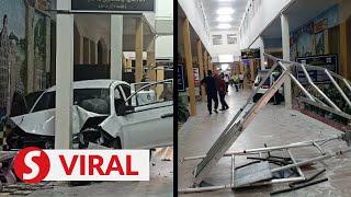 Car crashes into hospital in Muar, two injured