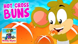 Hot Cross Buns | Nursery Rhymes and Children Song | Kids Songs with Monkey Rhymes