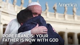 Young boy asks Pope Francis: Is my father in heaven?