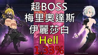 【七大罪：光與暗之交戰】超BOSS 梅里奧達斯 \u0026 伊麗莎白 Hell 上位1.33%｜Final Boss Meliodas \u0026 Elizabeth Hell 1.33%