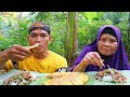 jamur jerami liar setelah musim panen padi di masak cabe hijau dan dadar