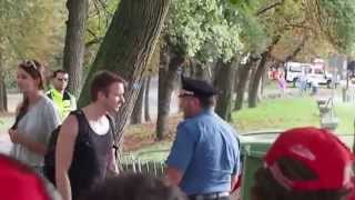 Queue jumpers stopped by local policemen at the 2013 F1 Italian Grand Premio di Monza