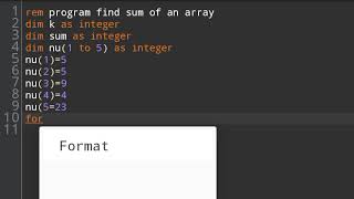 qbasic program to sum an array elements #qbasic #qb #basic