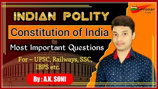 Indian Polity Most Important Questions/Constitution of India/@techaudi @A.K.SoniOfficial 🖎🖎🌎🌎🎤🎤
