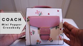 Coach Mini Pepper Crossbody with Heart Petal Print - what fits