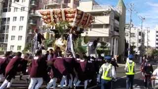 平成25年海神社秋祭り　 その１　東垂水　国道２号線福田橋近辺運行のようす