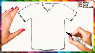 How To Draw A T-Shirt Step By Step 👕 T-Shirt Drawing Easy