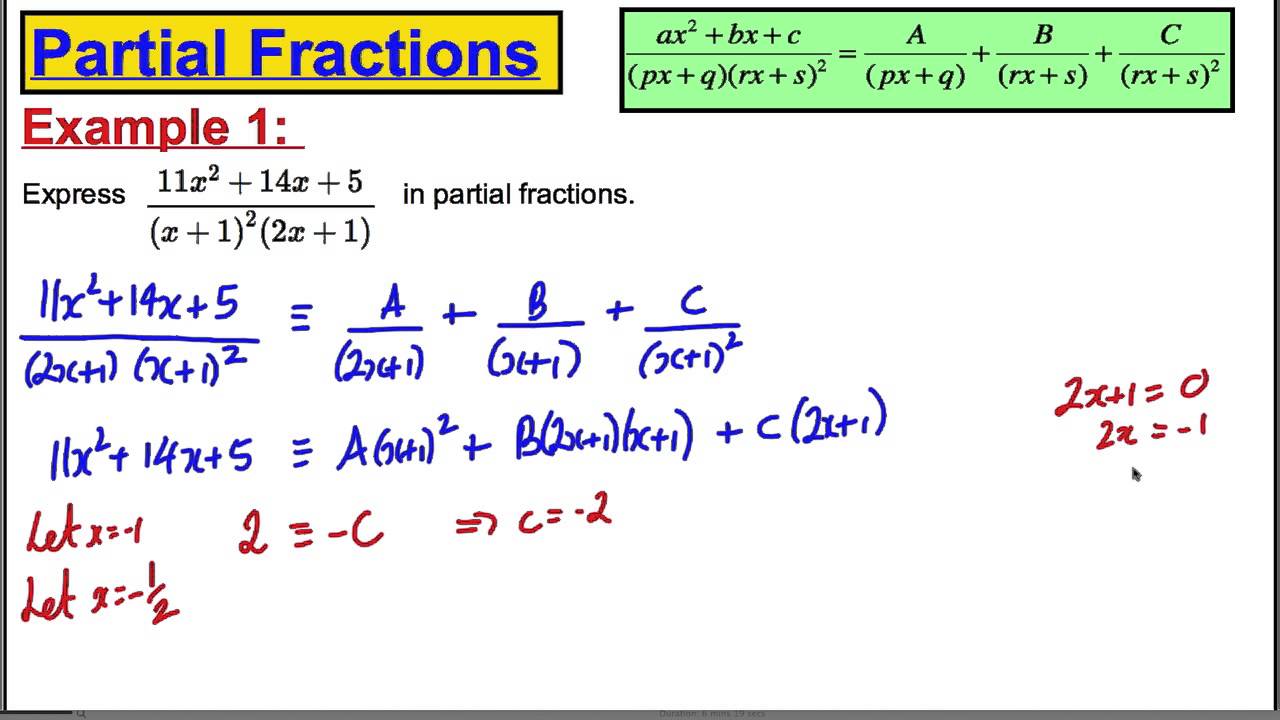 Core 4 Maths A-Level Edexcel - Partial Fractions (5) - YouTube