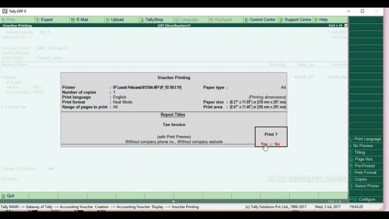 Tally Prime Export Invoice Tally Prime Export Invoice