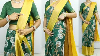 how to wear tissue organza saree draping with perfect pleats | easy way to saree drape