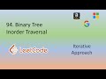 Binary Tree Inorder Traversal | Binary Tree | Python | Iterative Approach | LeetCode 94
