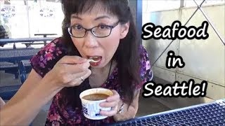 Eating Seafood at Ivar's Fish Bar in Seattle, Washington