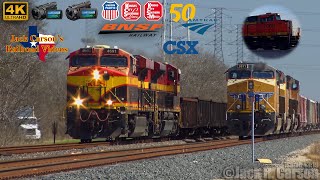 [4K 60fps] Railfanning Rosenberg, TX 3/7/21 feat KCS BNSF UP + More