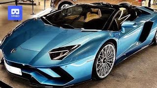 3D 180VR 4K blue lamborghini one of the Best looking good sport Car in the world Dream Car