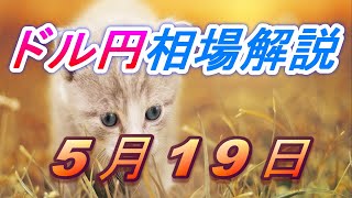 【FX】ドル円為替相場の予想と前日の動きをチャートから解説。日経平均、NYダウ、金チャートも。5月19日