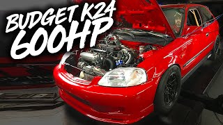 600HP Budget K24 Turbo EK Hatch Makes Some More Steam!