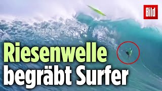 Surfer stürzt von Riesenwelle: Big-Wave-Wettkampf vor Hawaii