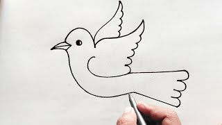How to draw Bird with Flag | Freedom Bird Drawing for beginners